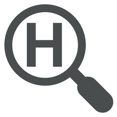 Obraz premium Icono texto H lupa gris