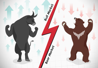 Stock market concept bull and bear