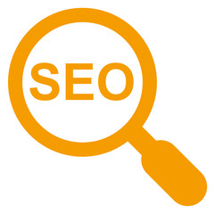 Icono texto SHOP lupa naranja