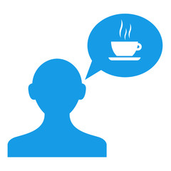 Icono usuario con comentario taza cafe azul