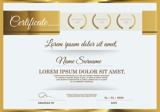 Vector illustration of gold detailed certificate