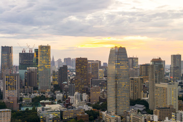 Obraz premium sunset Cityscape of Tokyo City, Japan - Tokyo is the world's mos