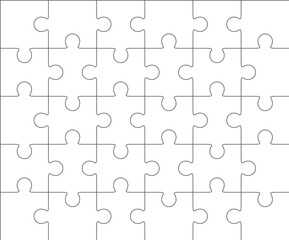Jigsaw puzzle blank template 5x6, thirty pieces