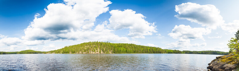 Panorama Landscape at Summer in Repovesi National Park in Finland