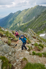 Group of hikers on a mountain trail