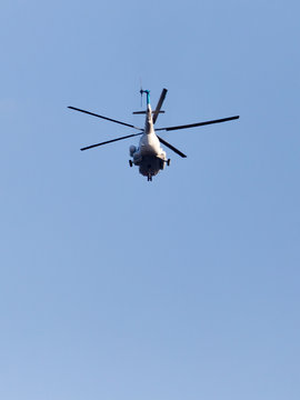 helicopter on a blue sky