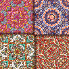 Ethnic floral seamless pattern
