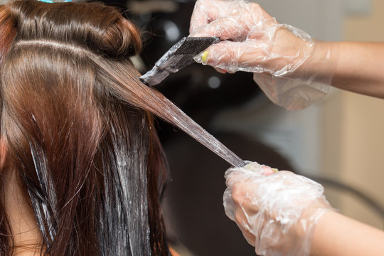 hair coloring in a beauty salon