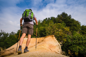 A man hiking on the hills