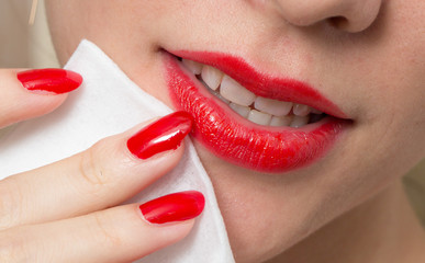 Naklejka premium red manicure and red lips
