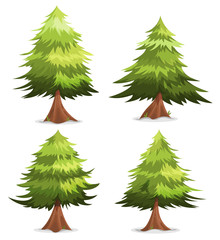 Fototapeta premium Pine Trees And Firs Set