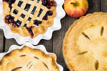 Assorted pies.