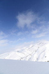 beautiful Tien-Shan mountains in the snow. in winter