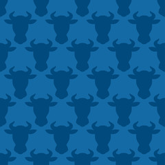 Fototapeta na wymiar Cow head silhouette seamless pattern for design