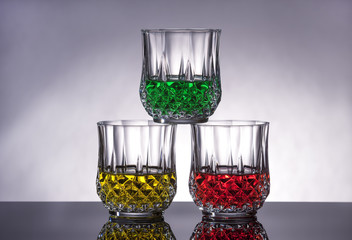 Three crytal glasses.