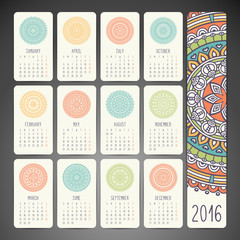 Calendar with mandalas