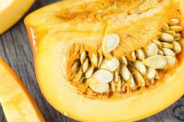 Cut pumpkin - ingredient for pumpkin soup.