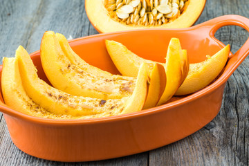 Pumpkin dessert - ready to oven.