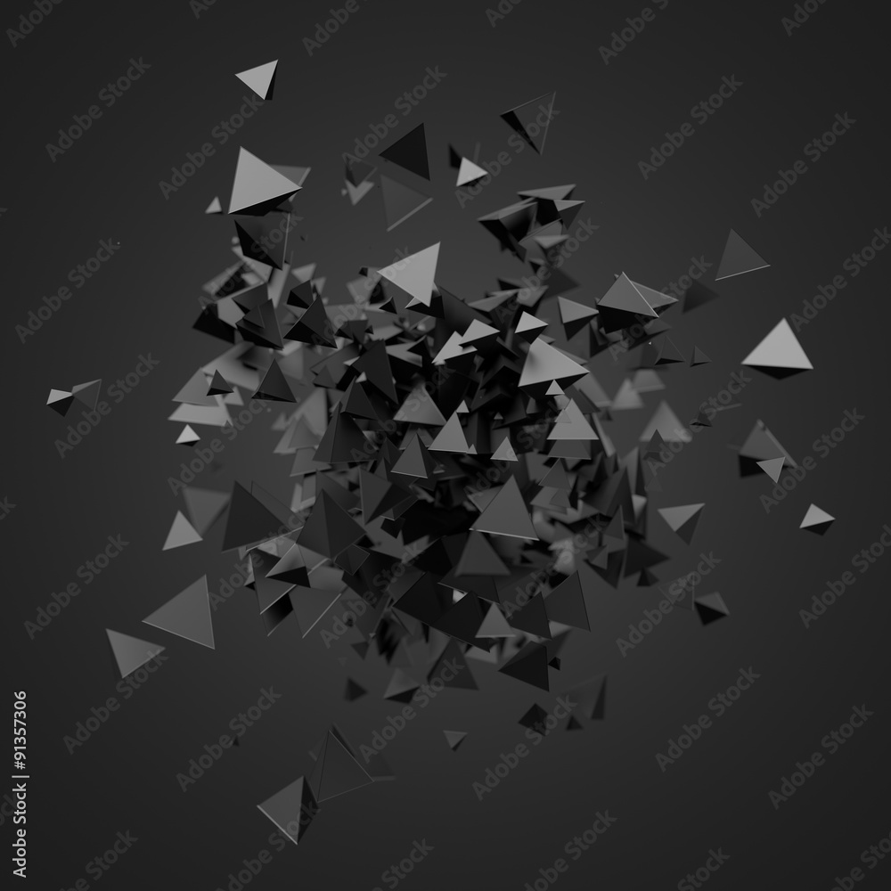 Poster abstract 3d rendering of flying particles.