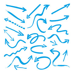 Group of vector blue arrows