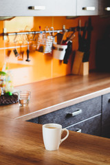 Morning cup of coffee on a table