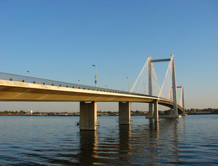 Cable bridge over river