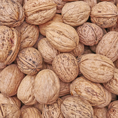 organic walnuts close up, vegan food background