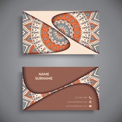 Business card. Vintage decorative elements.