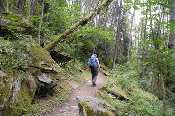 Fototapeta premium Wanderer bei Umhausen, Ötztal