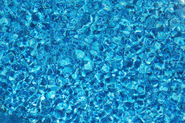 Background of transparent blue water top view