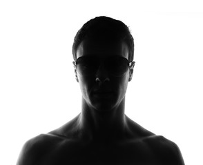 Hidden face in the shadow.male silhouette.