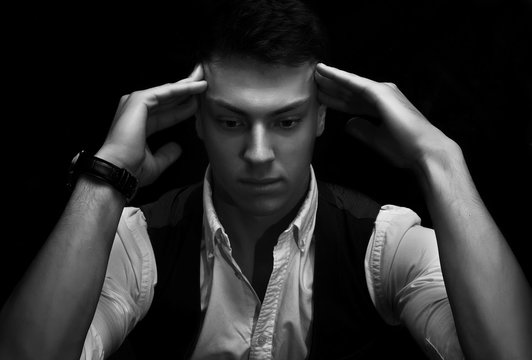 Male person demonstrated dramatic emotion