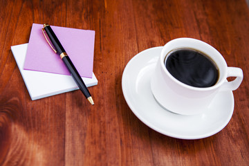 Empty white porcelain cup of coffee