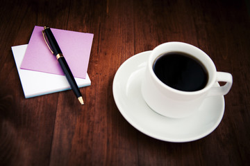 Empty white porcelain cup of coffee