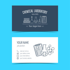 Business cards for chemical laboratory and scientific companies. Promotional products. Vector