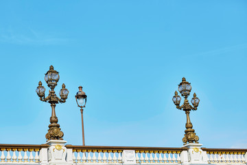 Fototapeta premium Beautiful details of the Alexandre III bridge in Paris, France