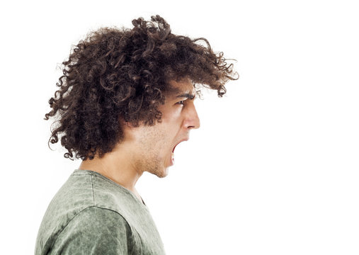 Portrait of young angry man