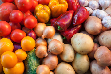 Ripe fresh vegetables close-up. Horizontal photo.