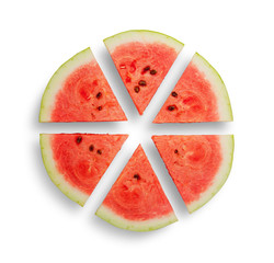 Watermelon cut into six segments