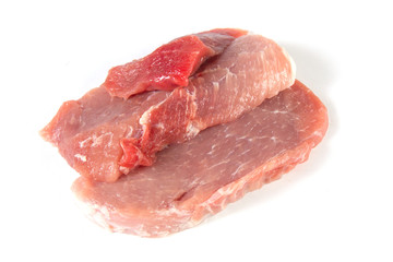 raw meat pork isolated on white background