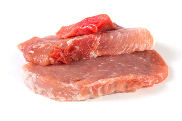 raw meat pork isolated on white background