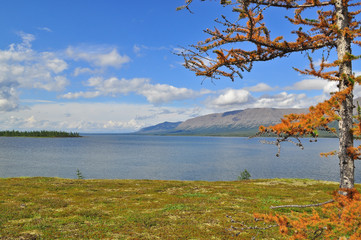 Mountain lake on the Putorana plateau.