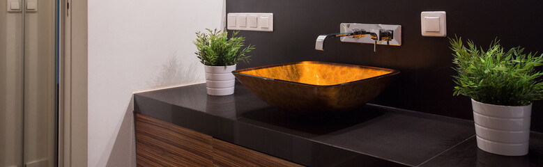 Modern washbowl in luxury toilet