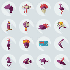 Flat concept, set modern design with shadow avstralia