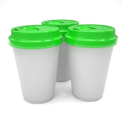 Three paper coffee cups