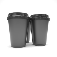 Three paper coffee cups