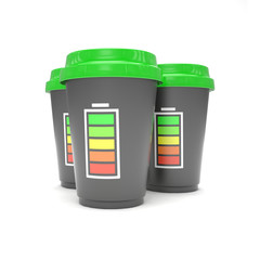 Three paper coffee cups