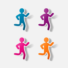 Paper clipped sticker: running Man
