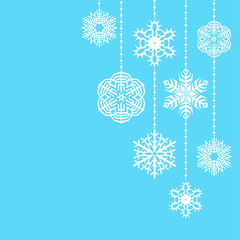 Christmas hanging snowflakes background