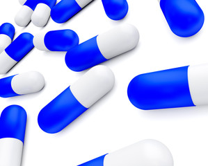 3D illustration of medicine pills (capsules) isolated on white